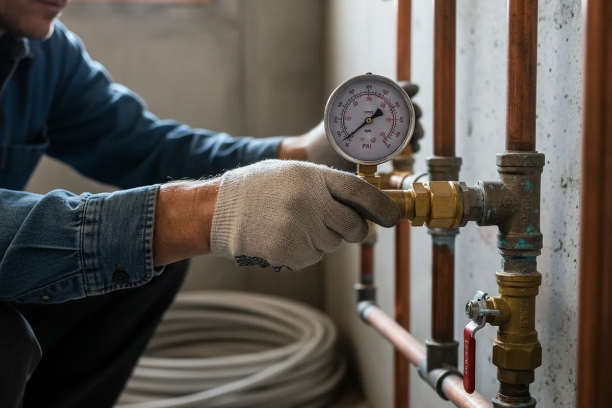 Pressure testing a repaired line during Water Line Repair in Meadows Of Dan